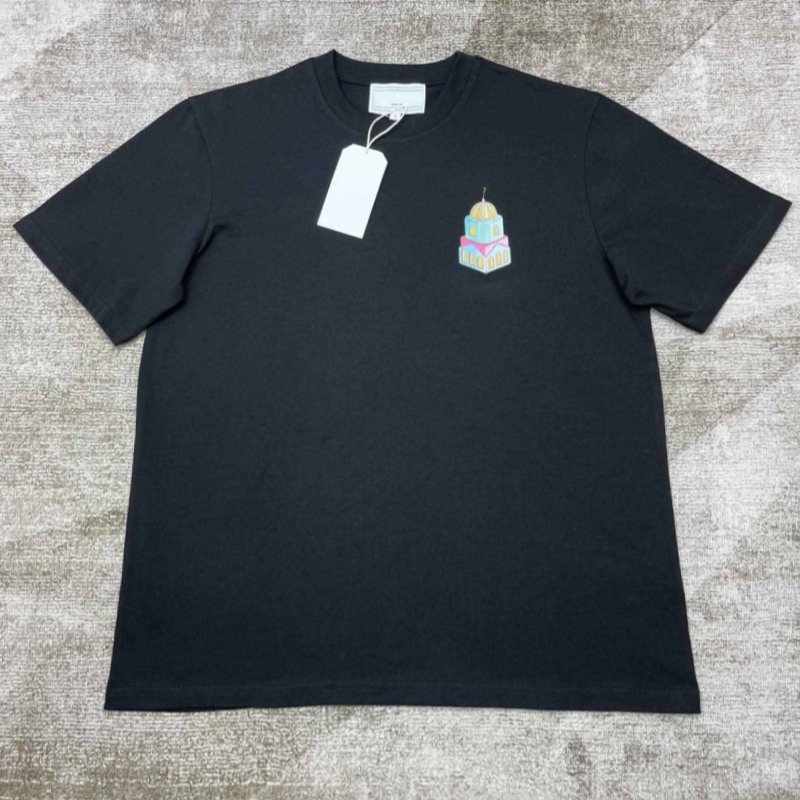 Street Fashion In Paris - トップカジノブランクモロッコパリ城ロゴプリント入り男女兼用Tシャツオーバーサイズコットンメンズコットン半袖Tシャツサマースタイル