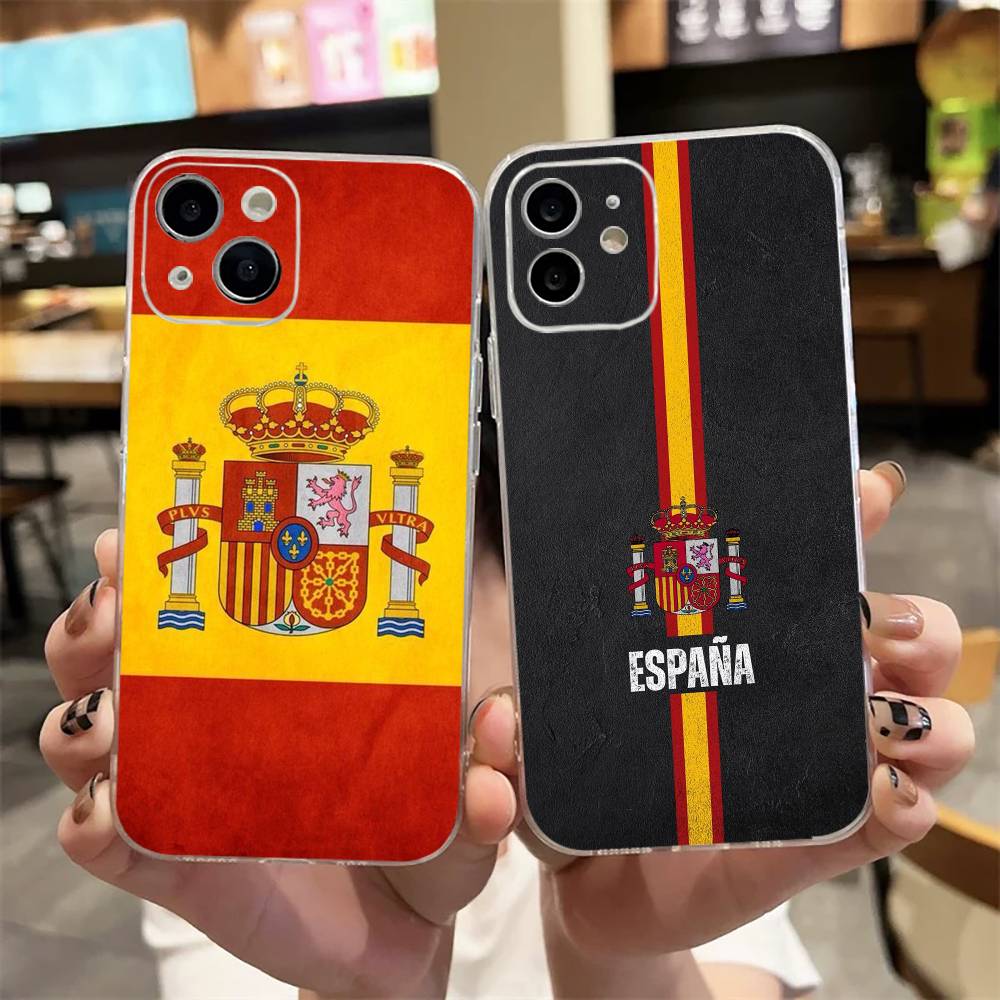 Street Fashion Official - スペイン国旗アート柄 iPhoneケース iPhone17,16,15,14,13,12,11 Plus,Pro Max対応 ソフト透明カバー
