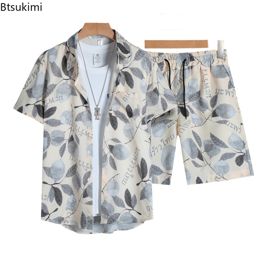 Street Fashion For Man - 3Dプリントメンズ半袖シャツセット 夏ファッション カジュアル 薄手 ストリートセット 快適で通気性のあるプラスサイズビーチウェア