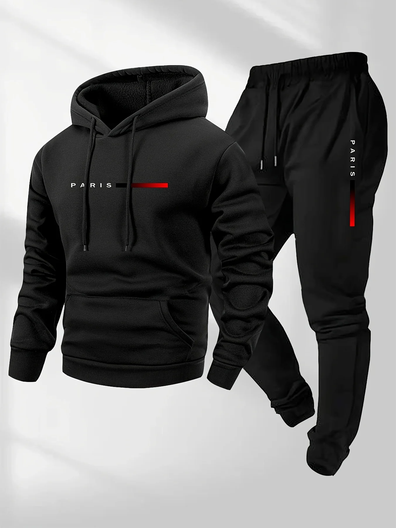 Street Fashion For Man - 新しいトレンドストリートファッションレタープリントスポーツウェアセットメンズフード付きスポーツウェアパンツセット春と秋冬の暖かさセット