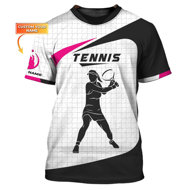 Street Fashion Name - カスタム名テニスボールグラフィック Tシャツ男性女性スポーツファッションストリートトレンディなラウンドネック Tシャツ DIY 人格男性 Tシャツトップス