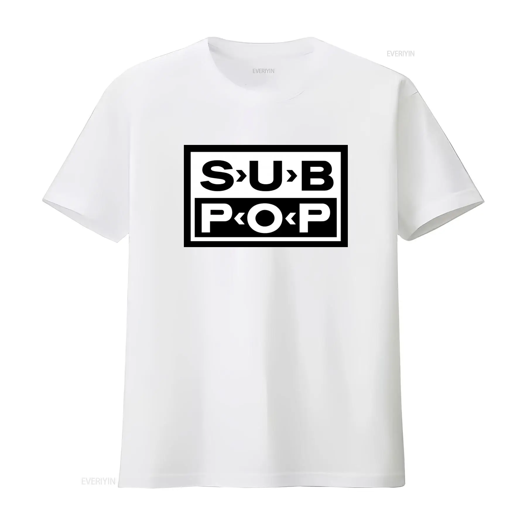 サブポップロゴTシャツ ブラック ホワイトプリント レトロス - Street Fashion Mood のレビューと価格