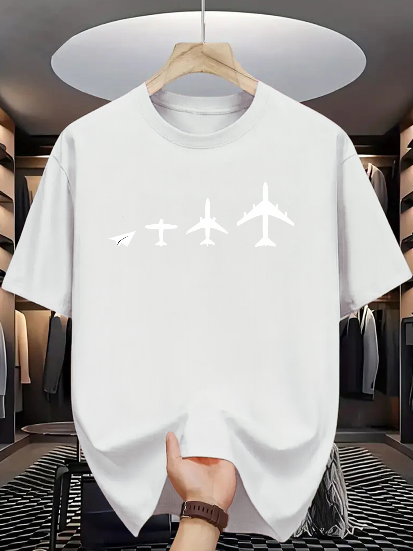 飛行機進化プリント男性半袖 Tシャツ紙飛行機航空機シルエット - Street Fashion Evolution のレビューと価格