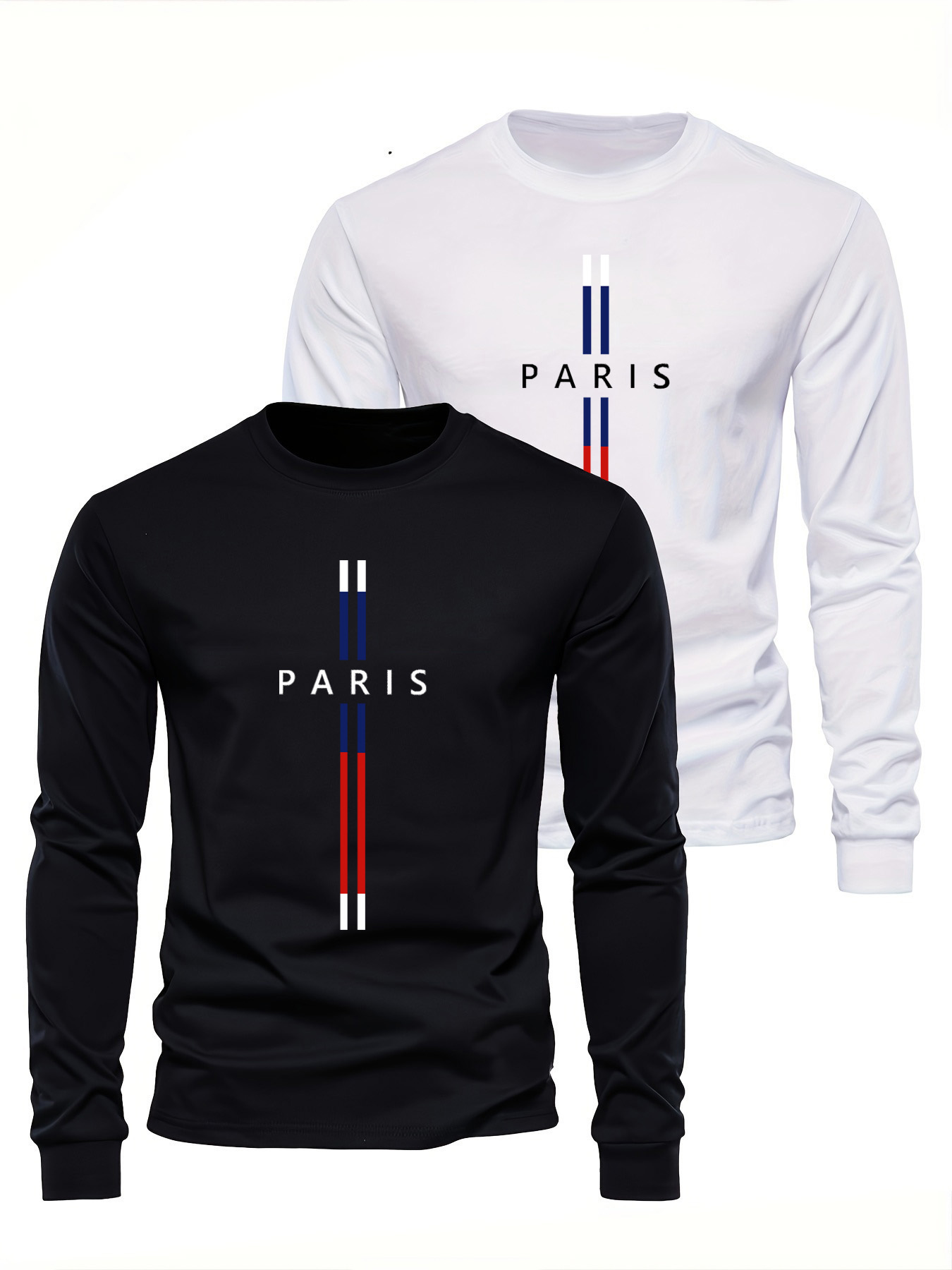 パリレターグラフィックプリントメンズ100％純綿ゆったり快適 - Street Fashion In Paris のレビューと価格