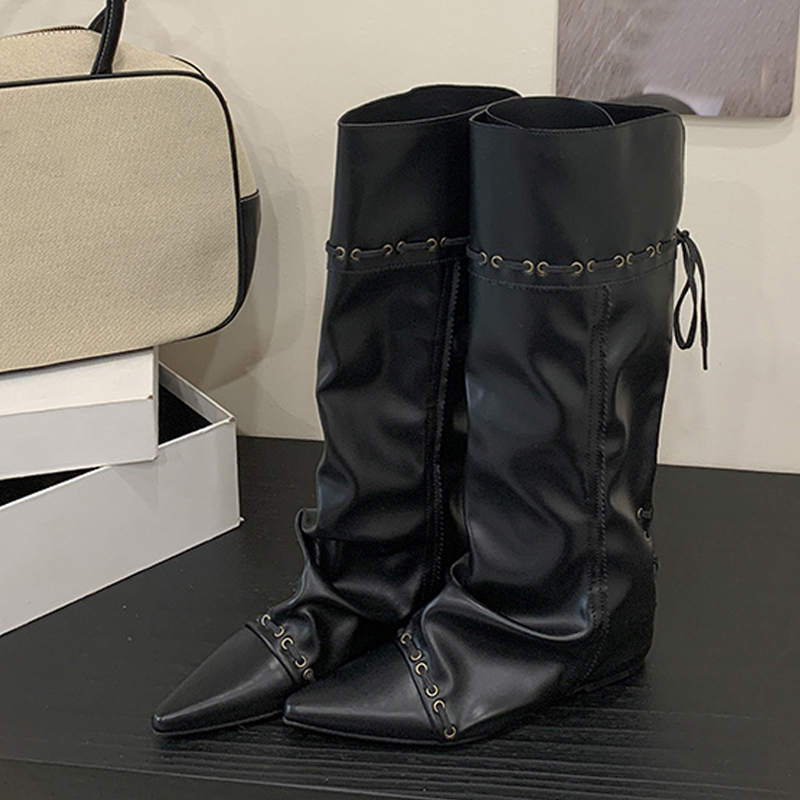 Liyke ファッションデザイン巾着レースアップニーハイブー - Street Fashion Vintage のレビューと価格
