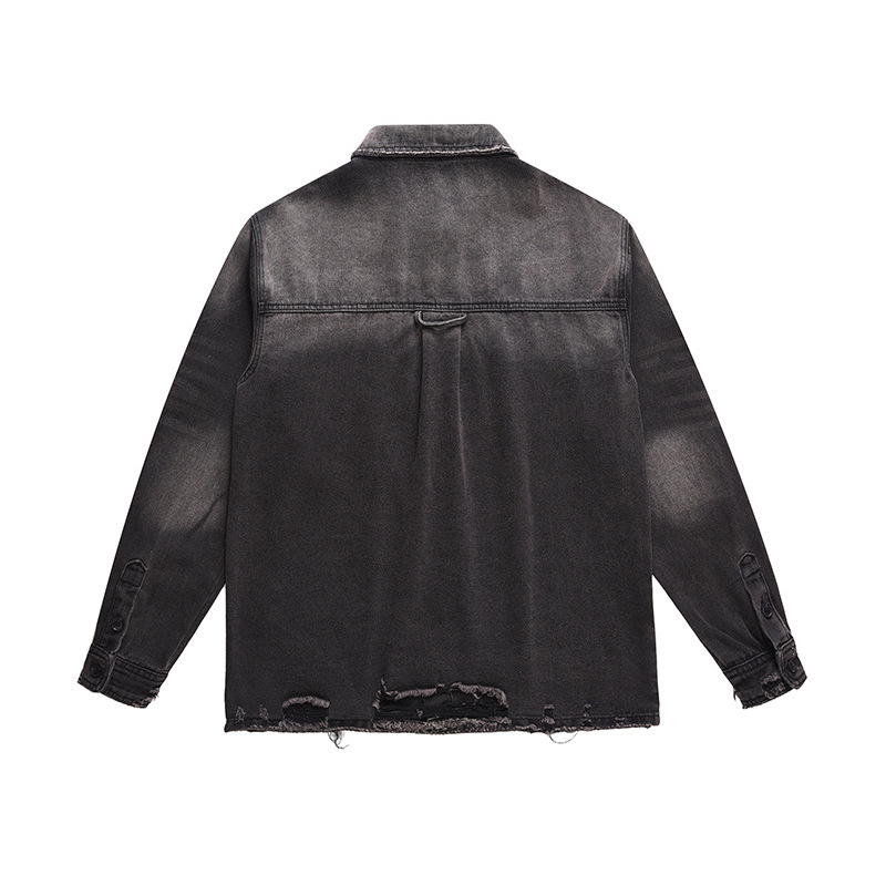 メンズハイストリートリップドジーンズジャケットファッションス - Street Fashion Vintage のレビューと価格