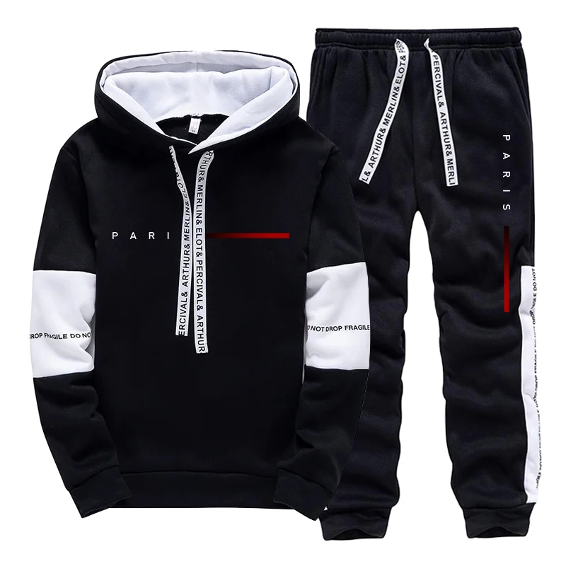 パリファッションパーカーストリートウェアメンズセットフード付 - Street Fashion For Man のレビューと価格