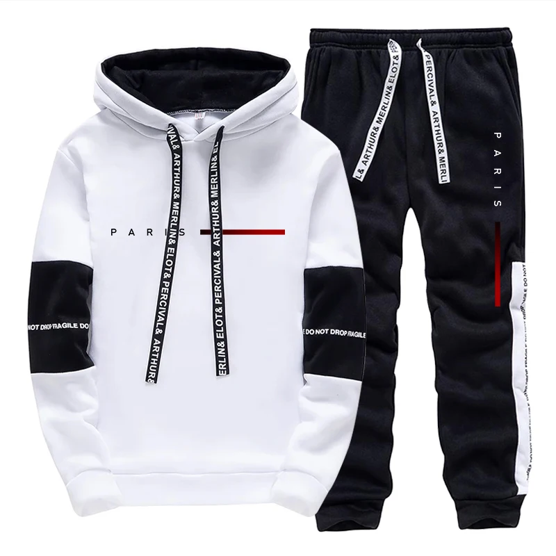 パリファッションパーカーストリートウェアメンズセットフード付 - Street Fashion For Man のレビューと価格