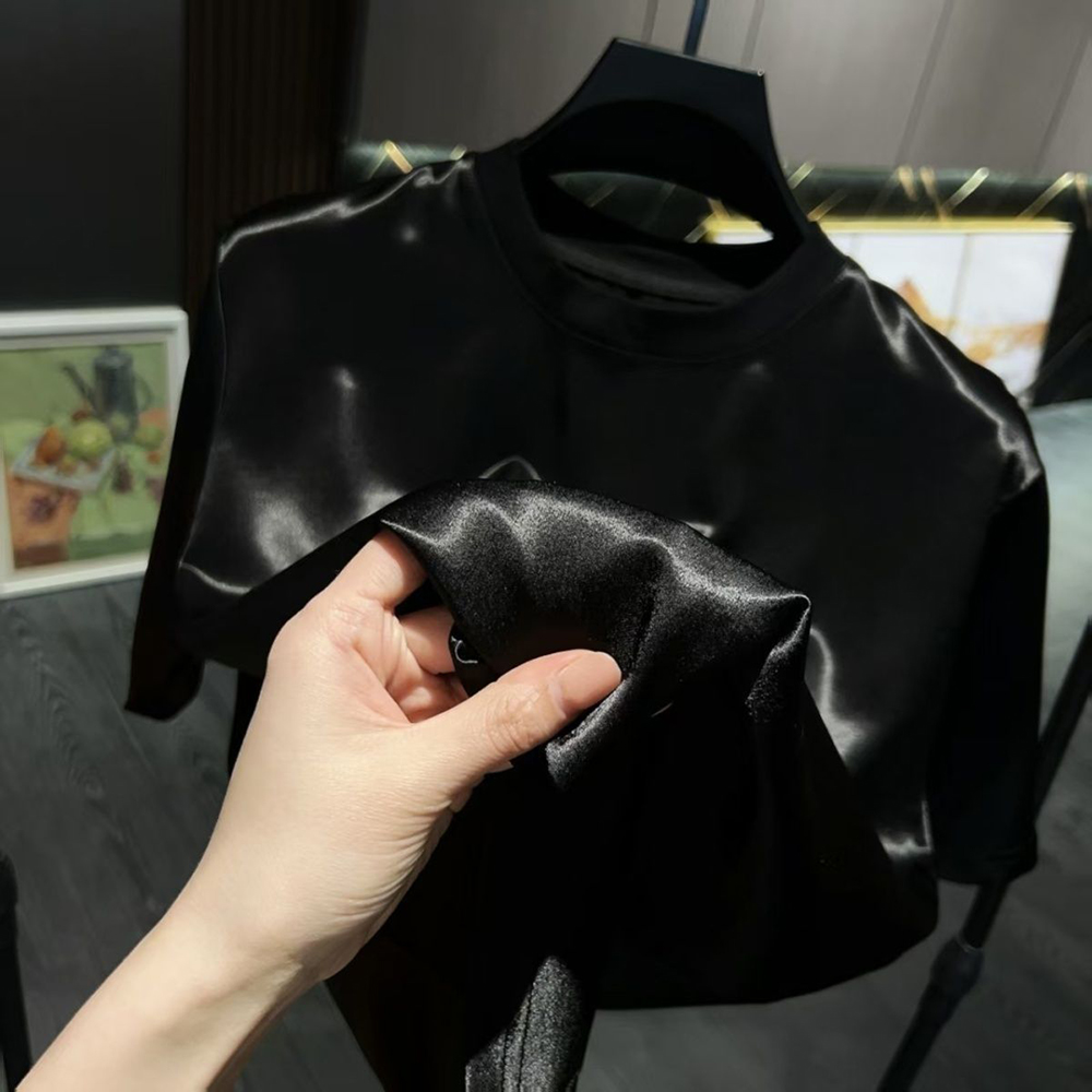 メンズアセテート繊維サテン光沢Tシャツパンツツーピースセット - Street Fashion News のレビューと価格