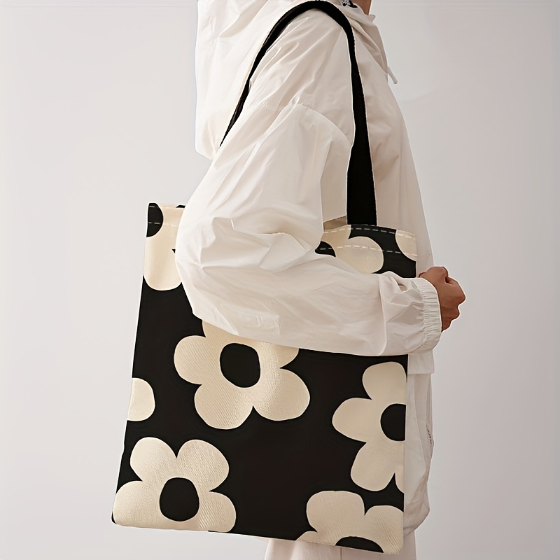 黄色の花柄プリントのトートバッグ、再利用可能なファッショナブ - Tote Bag Canvas Print のレビューと価格