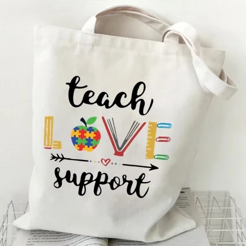 女性キャンバスショルダーバッグティーチラブインスパイアプリン - Tote Bag Canvas Print のレビューと価格