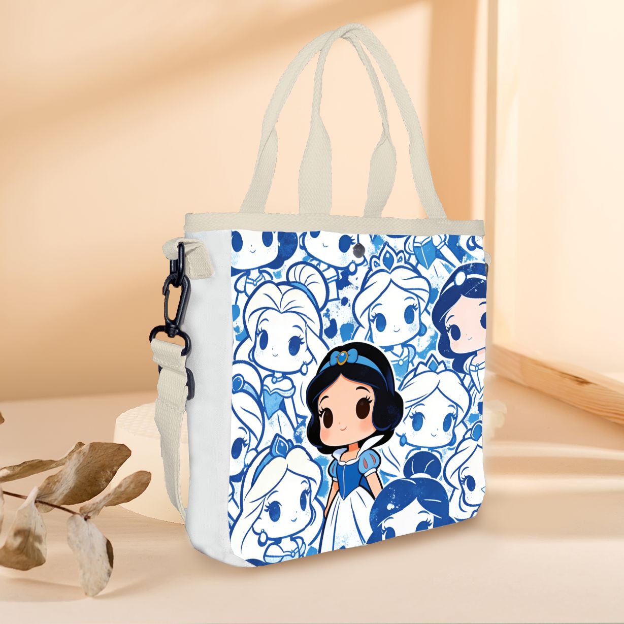漫画の白雪姫キャラクタープリントトートバッグ、軽量キャンバス - Tote Bag Canvas Print のレビューと価格