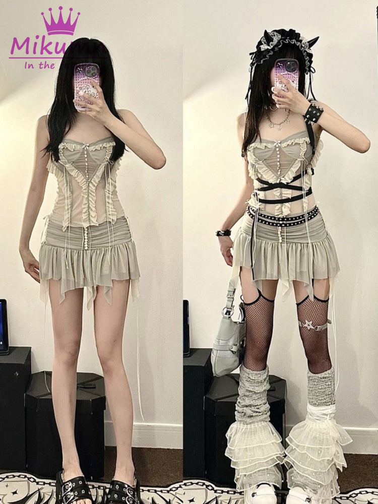 Y2k-女性のツーピースセット,セット,妖精,グランジ,不規 - Street Fashion News のレビューと価格