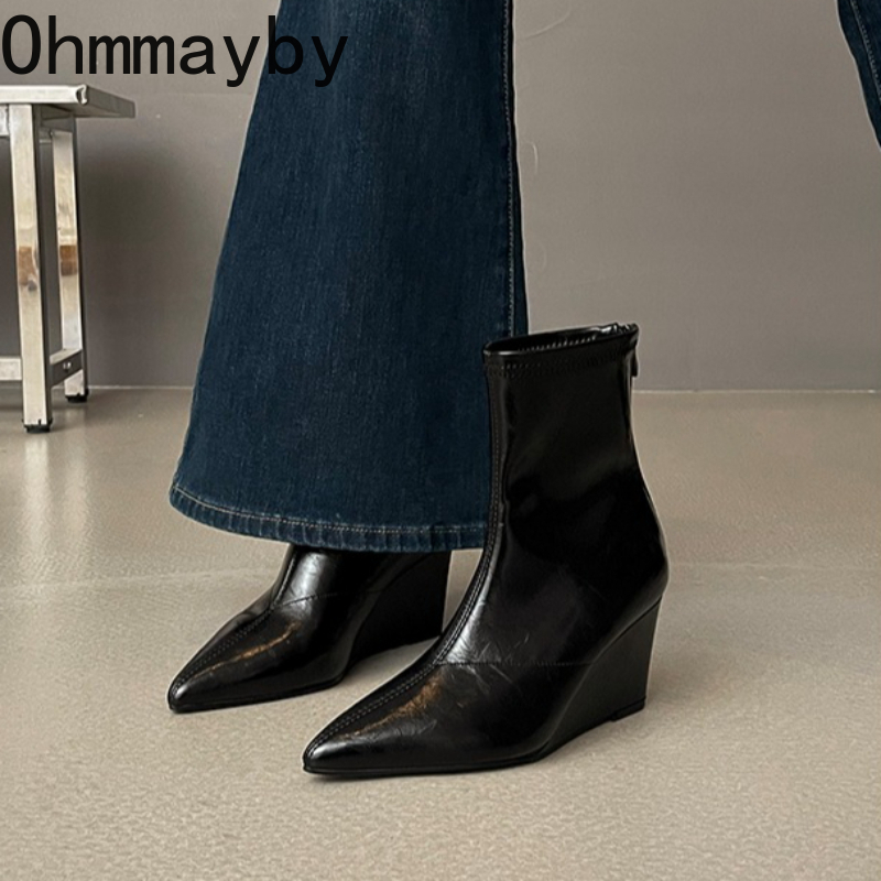 秋冬ヴィンテージウェゲスヒール女性アンクルブーツファッション - Street Fashion Vintage のレビューと価格
