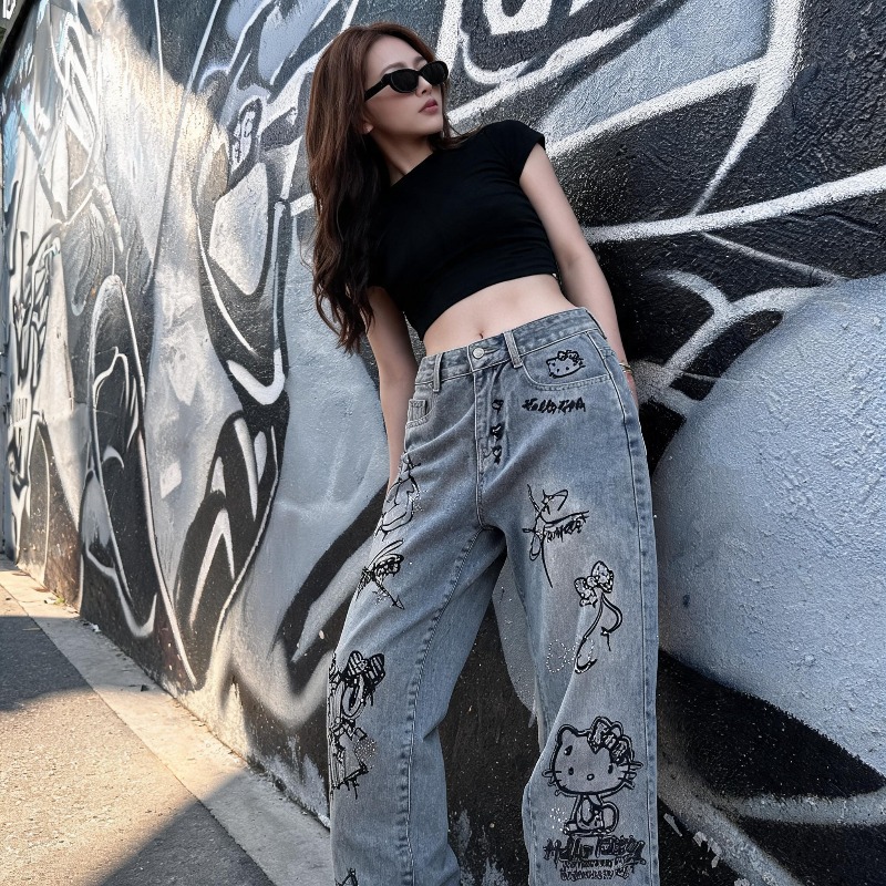 キュートなケイオキティラインストーングラフィティストリートY - Street Fashion Model のレビューと価格
