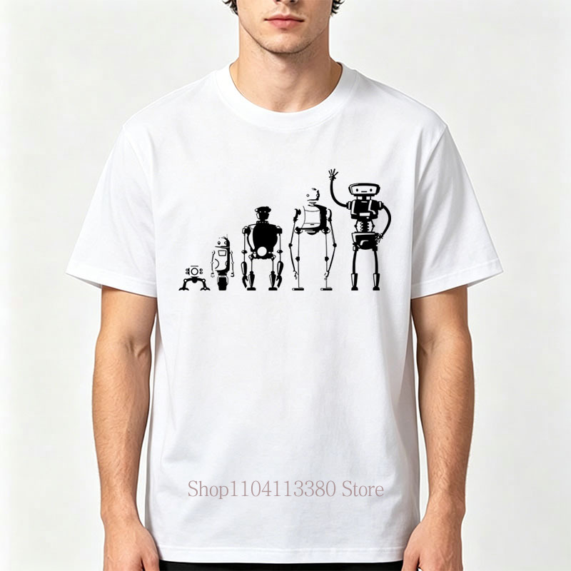 ロボット進化グラフィックプリント Tシャツ男性夏カジュアルフ - Street Fashion Evolution のレビューと価格