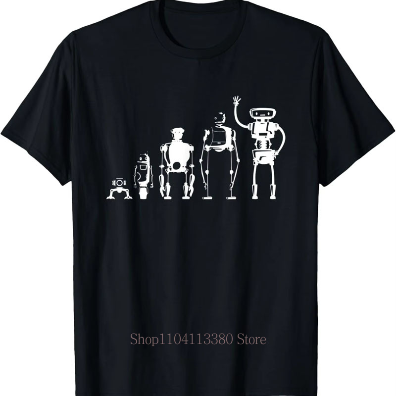 ロボット進化グラフィックプリント Tシャツ男性夏カジュアルフ - Street Fashion Evolution のレビューと価格
