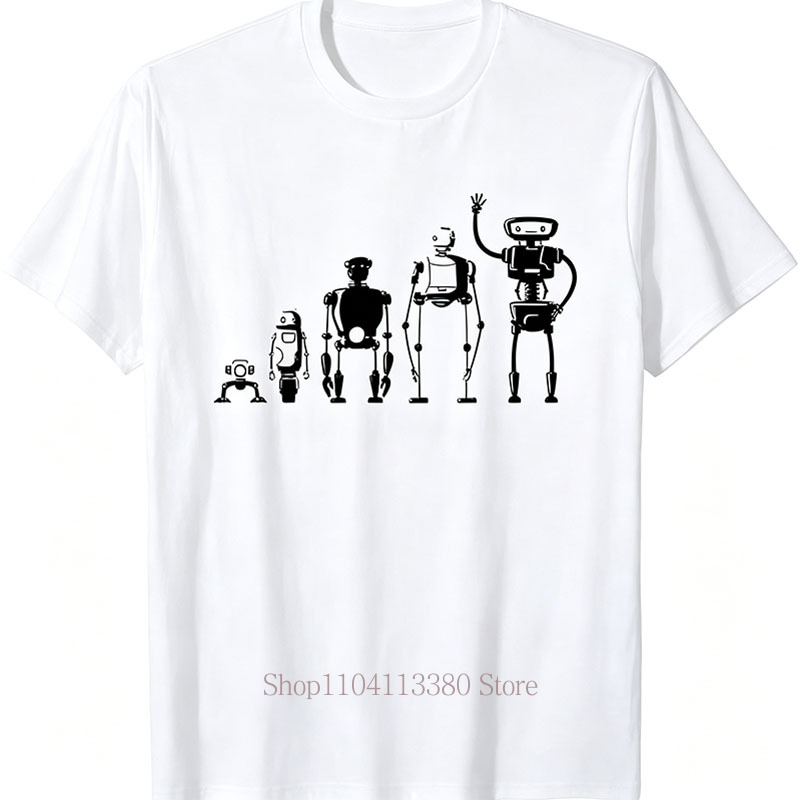 ロボット進化グラフィックプリント Tシャツ男性夏カジュアルフ - Street Fashion Evolution のレビューと価格