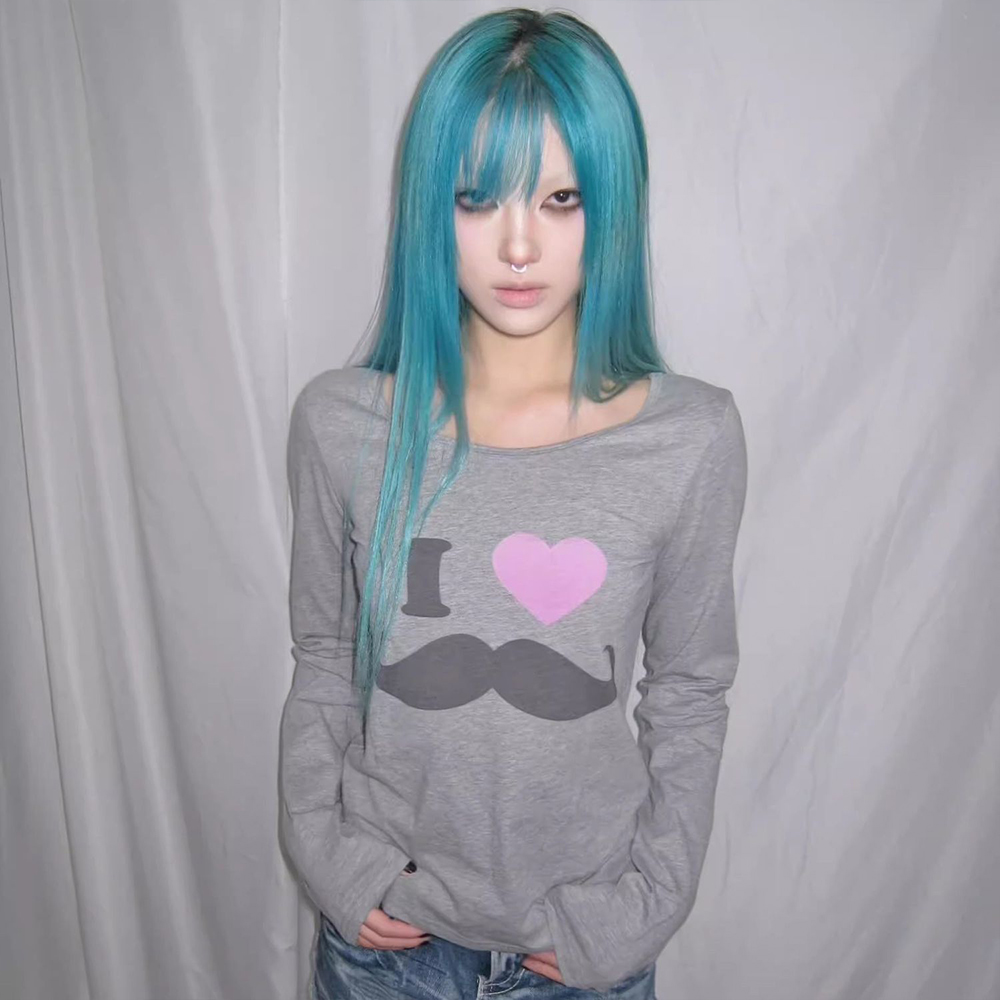 日本 Y2K ビアードプリント Tシャツ ヴィンテージ原宿長 - Street Fashion Mood のレビューと価格