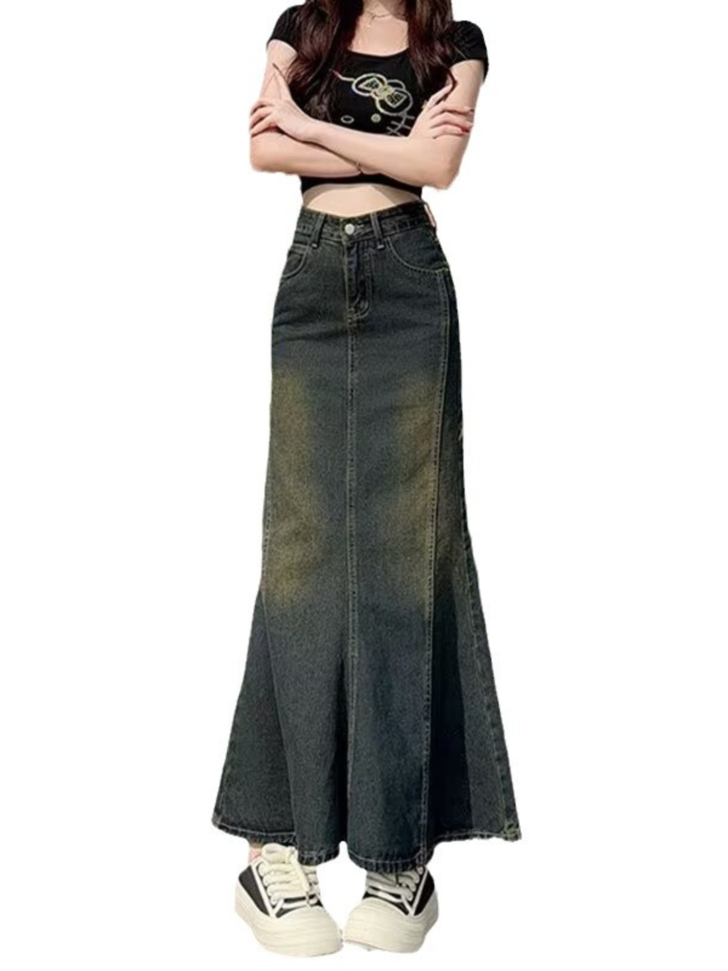 レディース ヴィンテージ ウォッシュドデニム マーメイド マ - Street Fashion Vintage のレビューと価格