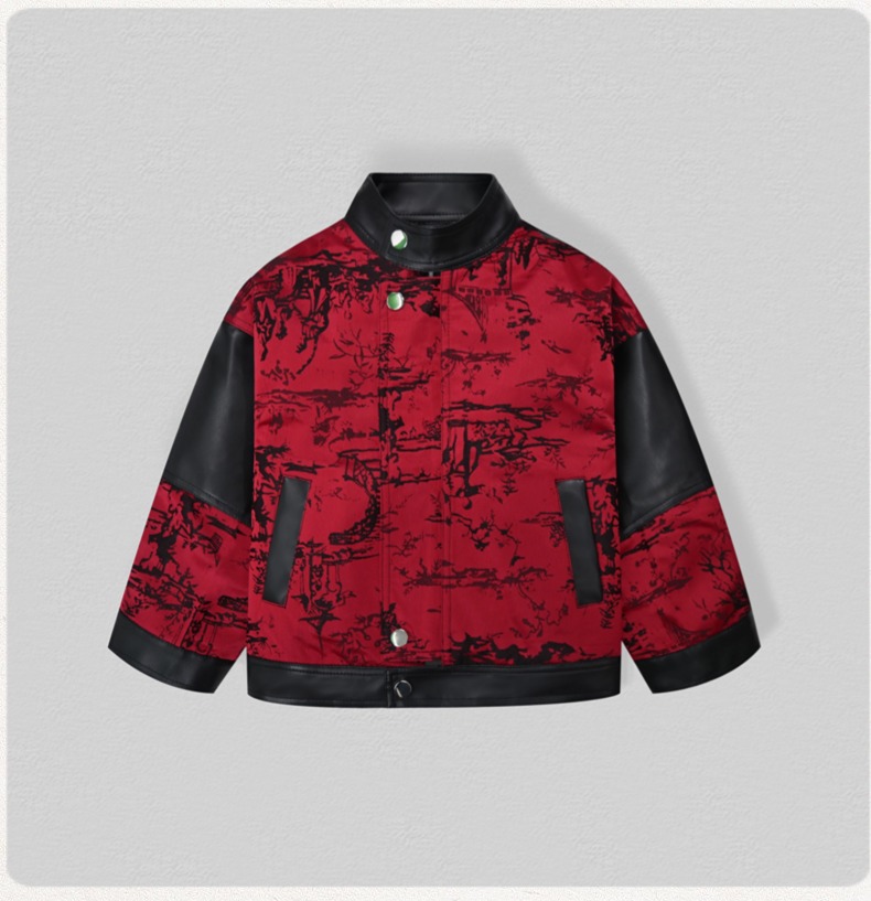 紳士風キッズ刺繍入りバイク用PUレザージャケット 男の子用  - Street Fashion News のレビューと価格