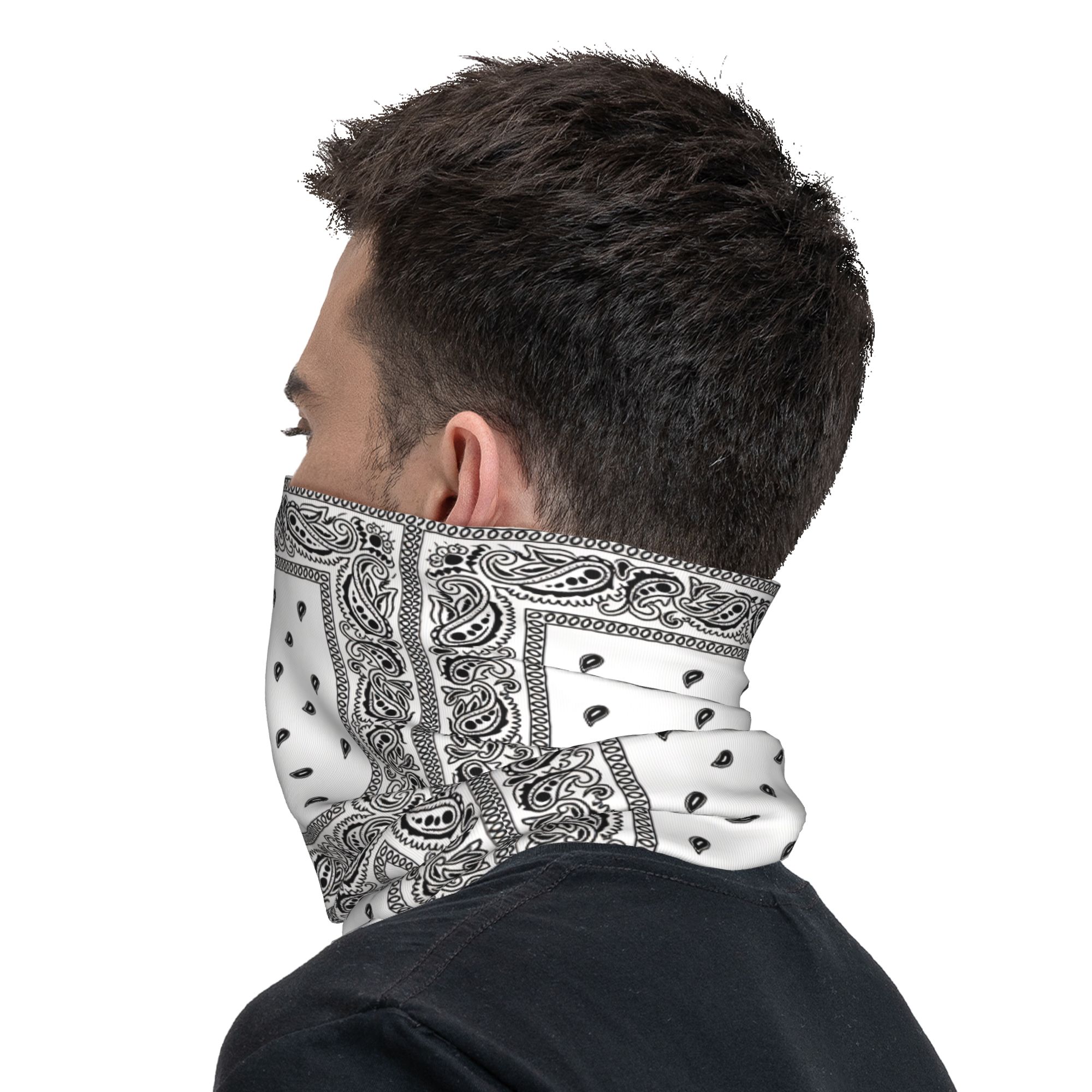 アウトドアスポーツバラクラバブラックホワイトペイズリーボーダ - Balaclava Face Mask のレビューと価格
