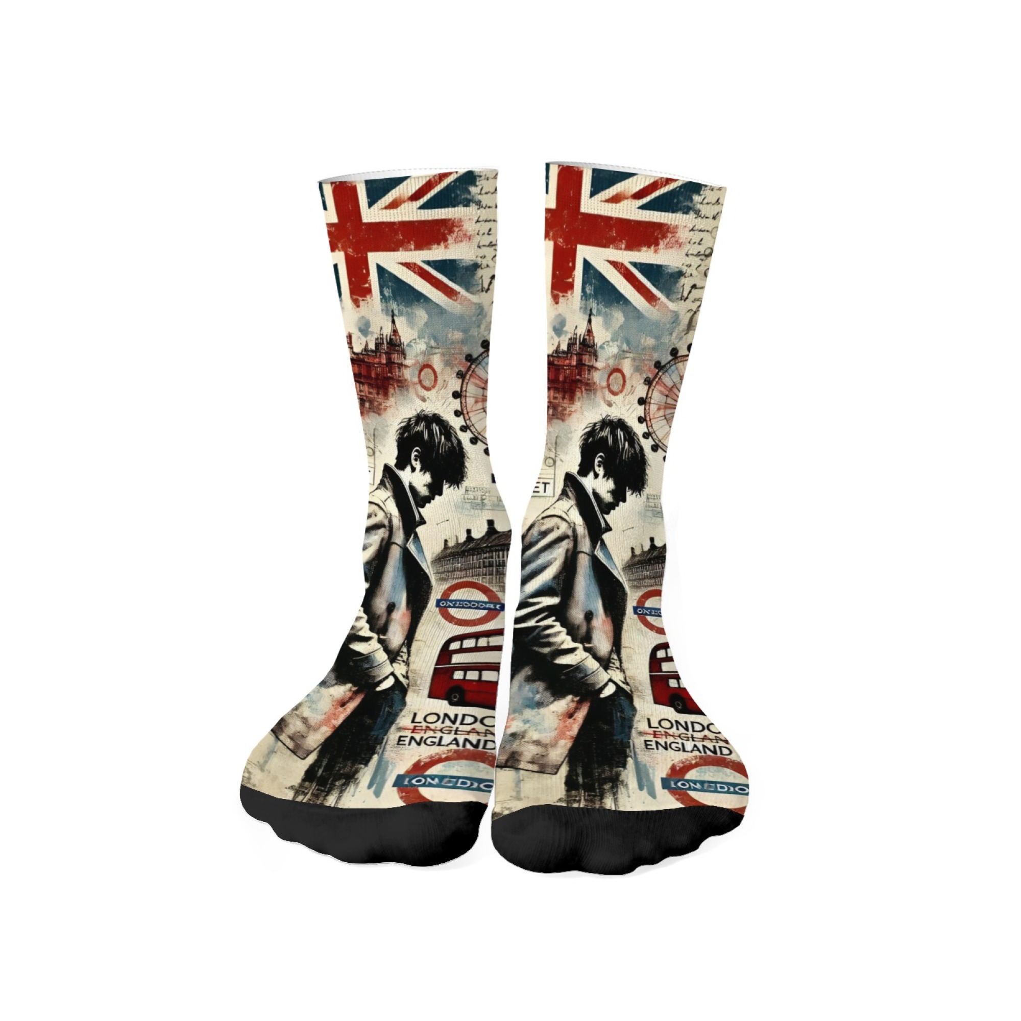 ロンドン憂鬱ボーイプリントメンズミッドカーフソックスソフト肌 - Street Fashion In London のレビューと価格