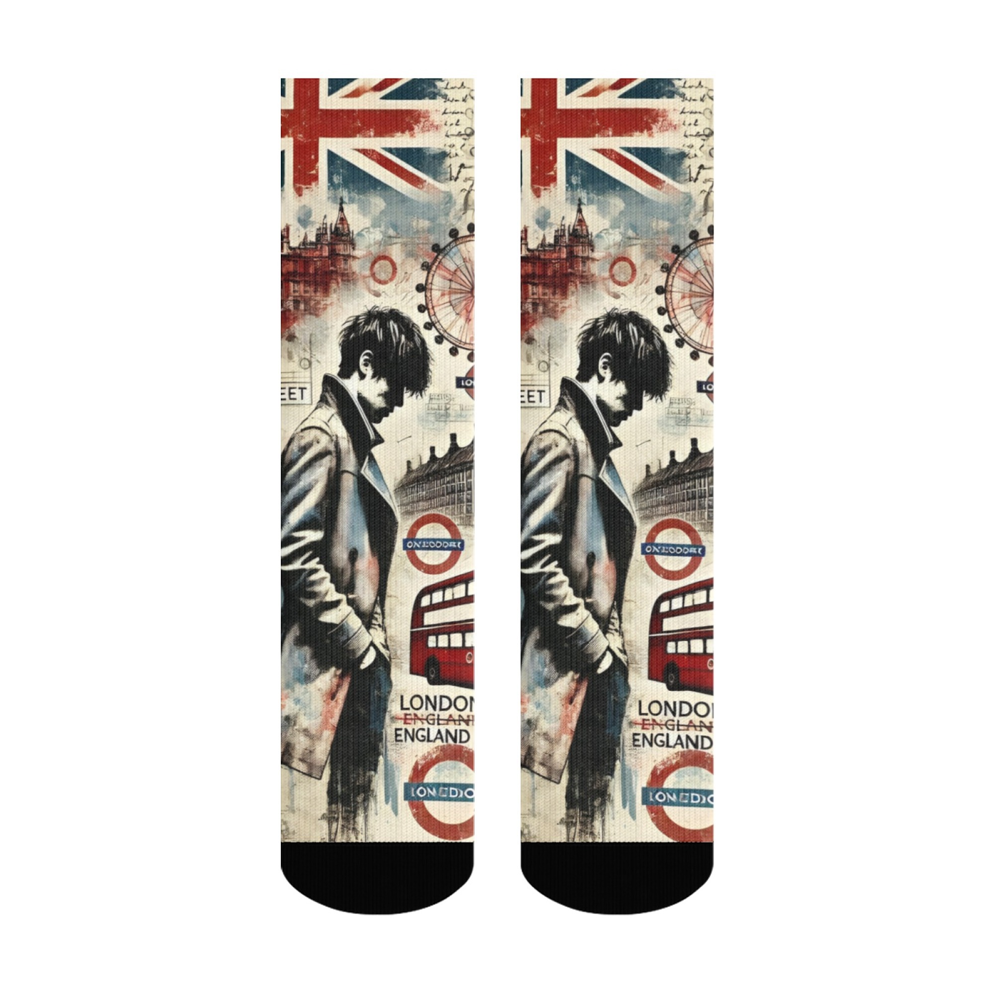 ロンドン憂鬱ボーイプリントメンズミッドカーフソックスソフト肌 - Street Fashion In London のレビューと価格