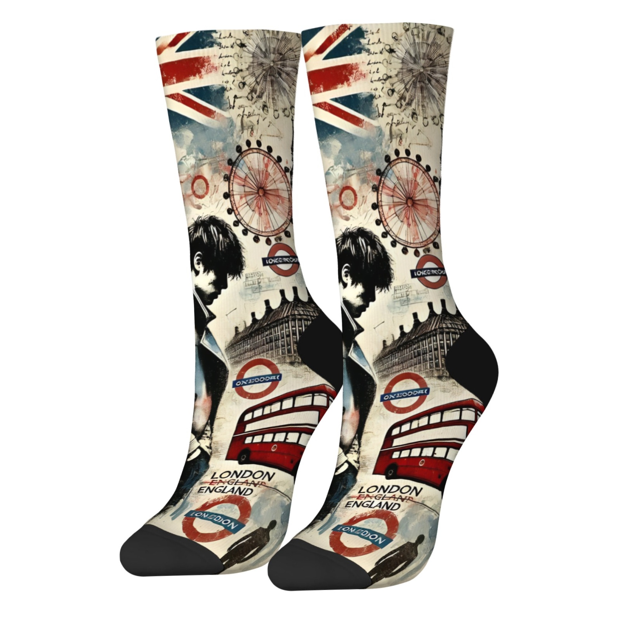ロンドン憂鬱ボーイプリントメンズミッドカーフソックスソフト肌 - Street Fashion In London のレビューと価格
