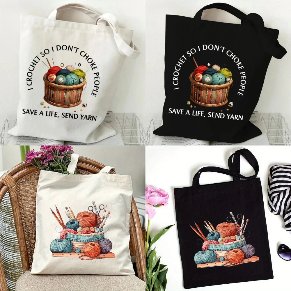 クラシックウールボールニットハンドバッグ、女性用キャンバスト - Tote Bag Canvas Print のレビューと価格