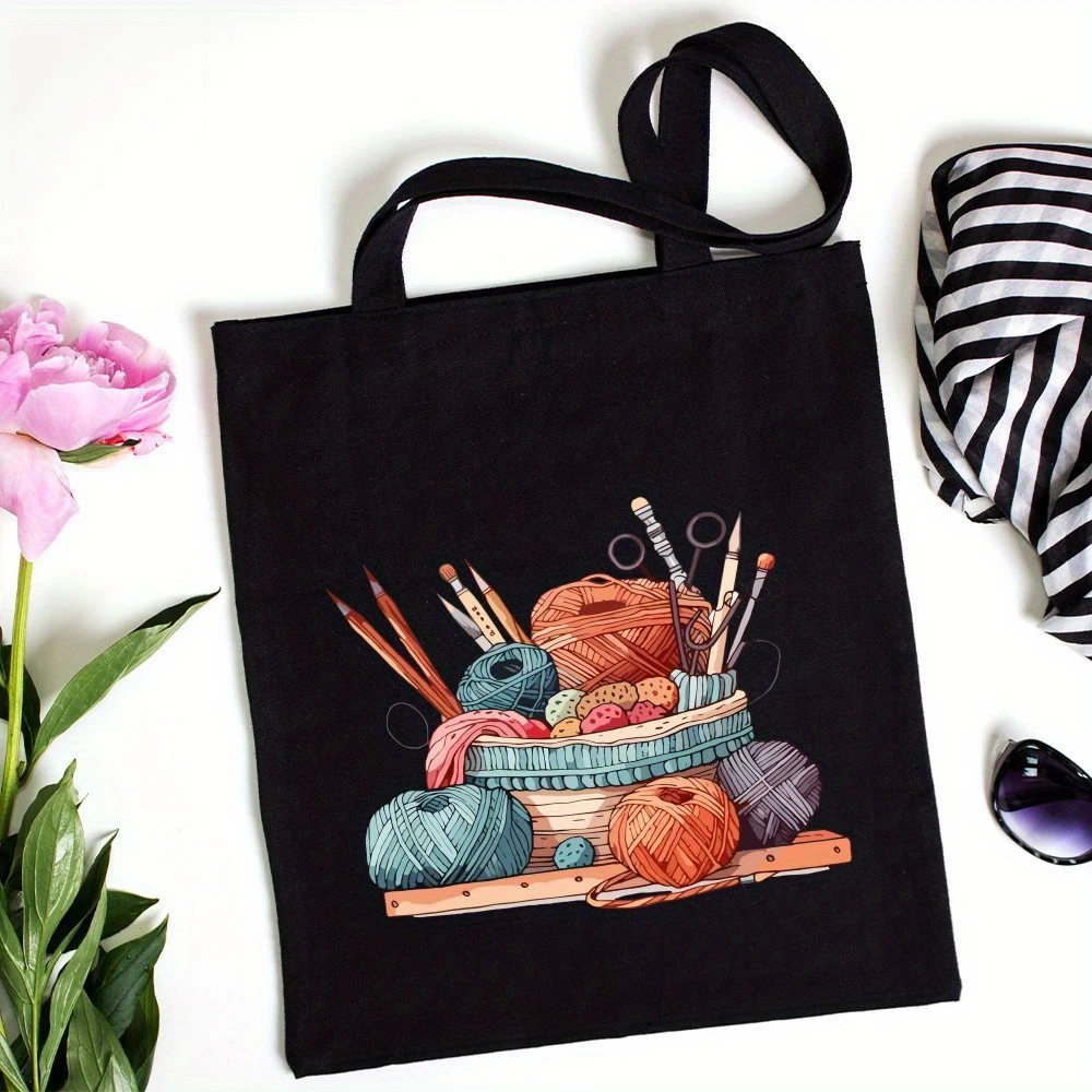 クラシックウールボールニットハンドバッグ、女性用キャンバスト - Tote Bag Canvas Print のレビューと価格