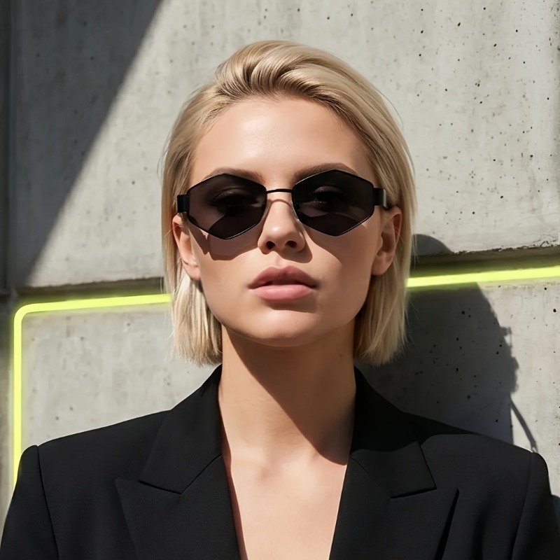 メタルレトロ六角形の幾何学模様のフレームメガネは、ファッショ - Street Fashion Photographers のレビューと価格
