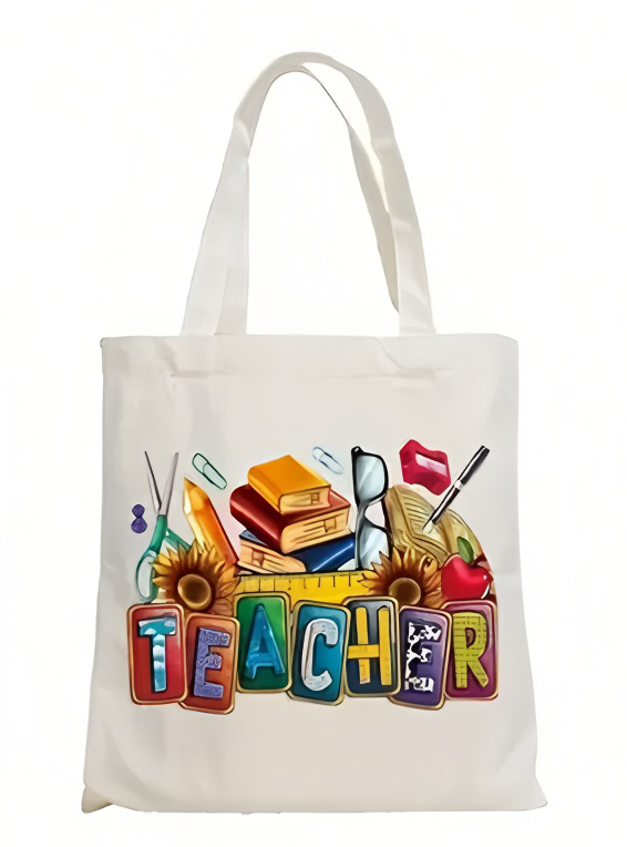 カラーブロック教師用レターバッグ、学用品付き、ひまわりプリン - Tote Bag Canvas Print のレビューと価格