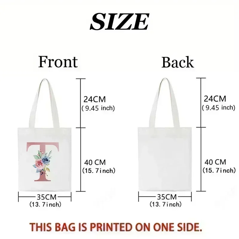 エレガントな花柄アルファベットトートバッグ 再利用可能な環境 - Tote Bag Canvas Print のレビューと価格